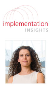 implementation insights logo with headshot of Sophia Mendelsohn