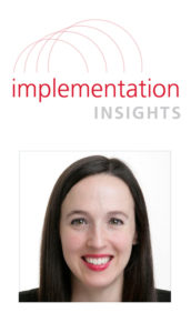implementation insights logo and headshot of Sara Neff