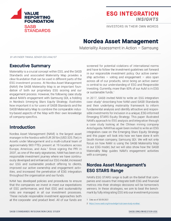 ESG Integration Insights: Nordea Asset Management